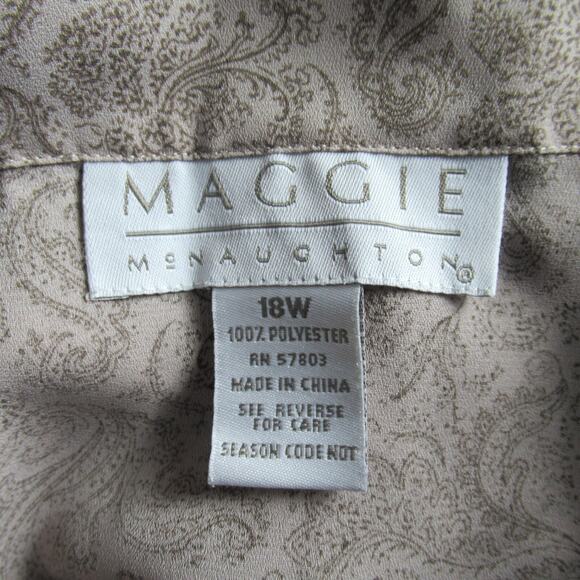 Vintage Maggie McNaughton Top Womens 18W Mauve Paisley Long Sleeve Blouse Retro - Picture 2 of 7